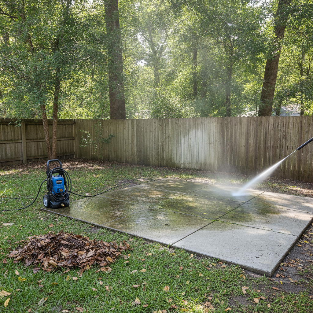 Yard Cleanup pressure washing - no faces and no text